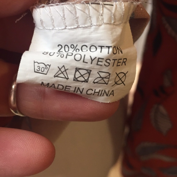 Burnt Orange leaf print tie neck blouse - Picture 5 of 6